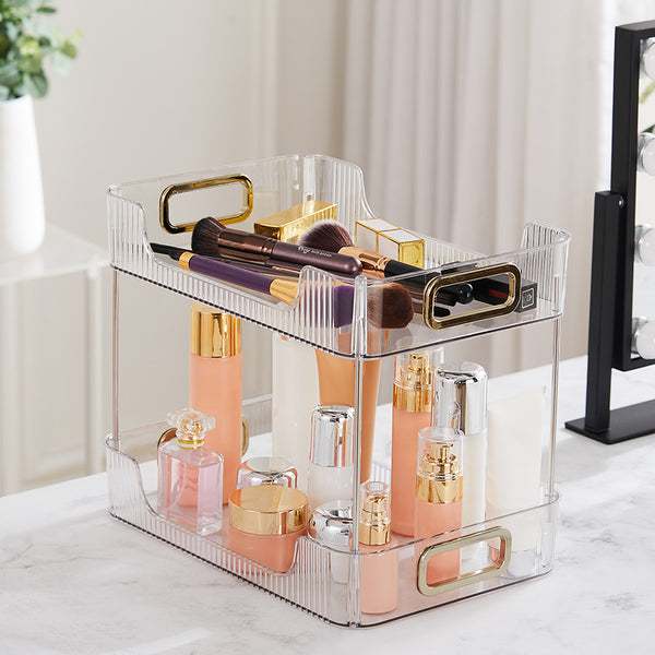 Grey/Clear/Green Stackable Makeup Storage Box with Modern Acrylic Design, Cosmetic Display Organizer for Office Desk and Dressing Table, Practical Desktop Organizer Rack for Jewelry and Lipstick, Perfect Gift Idea for Women and Girls