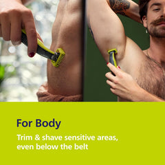 Philips Oneblade Hybrid 360 Blade Technology Electric Shaver for Face & Body, Beard Trimmer/Groomer with 3 X 360 Blade, 3 X Stubble Comb (1,3,5Mm) & 1X Body Kit, Model QP2824/31