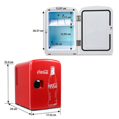Coca Cola 4L Mini Fridge 6 Can Portable 12V Cooler / Warmer in Red