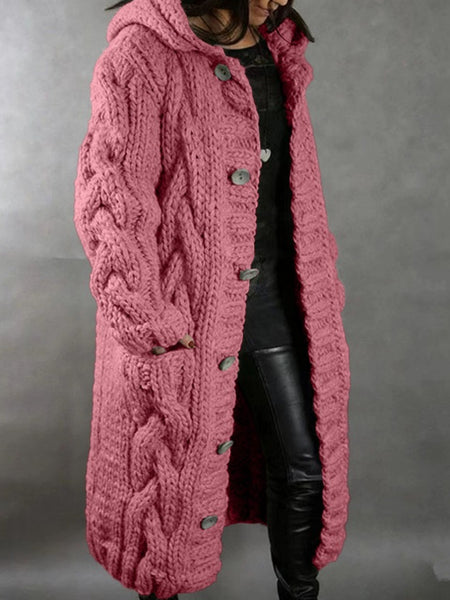 2026 New Women's Fashion Oversized Cardigan Sweater Coat, Casual Hooded Cardigan, Medium-Length Sweater Coat
