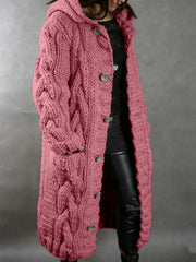 2026 New Women's Fashion Oversized Cardigan Sweater Coat, Casual Hooded Cardigan, Medium-Length Sweater Coat