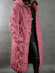 2026 New Women's Fashion Oversized Cardigan Sweater Coat, Casual Hooded Cardigan, Medium-Length Sweater Coat