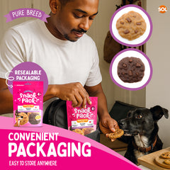 Pure Breed Snack Pack Dog Chews 4 Pack | Peanut Butter Cookie Dog Treats | Grain-Free Low Fat Healthy Dog Snacks | Natural Sweet Potato & Real Meat Chew | Tasty Training Reward for All Breeds