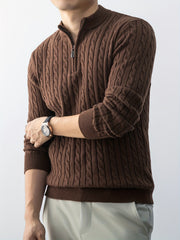 Christmas Gift for Men, New Twist Zipper Collar Pullover Sweater, Autumn And Winter Style, with Velvet, Thickened, Warm And Cold-Resistant, Can Be Worn Inside Or Outside, Casual And Versatile Essential, Knit