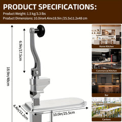 Stainless Steel Manual Can Opener, Heavy-Duty Industrial Grade, Tabletop Mount, Metal Construction, Professional Can Opener for Restaurant, Catering, Commercial Kitchen Use