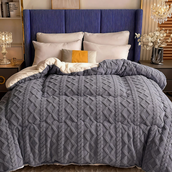 Luxury Taffeta Comforter Thick Warm Comforter, Heavy Warm Winter Comforter Core, Modern Ultra Soft Thick Weighted Blanket All Season Fluffy Fleece Quilt Beddin, Ideal Bedding Gifts for Christmas Mother's Day Valentine's Day Festival, Single Double King Su
