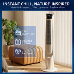 Ice Cooling Tower Fan, Water Conditioner Evaporative Air Cooler Unit with 4 Modes, 3 Speed, Remote Control, Timer, Oscillating for Home Bedroom, Black