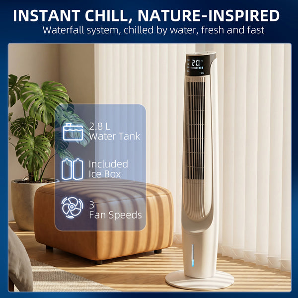 Ice Cooling Tower Fan, Water Conditioner Evaporative Air Cooler Unit with 4 Modes, 3 Speed, Remote Control, Timer, Oscillating for Home Bedroom, Black