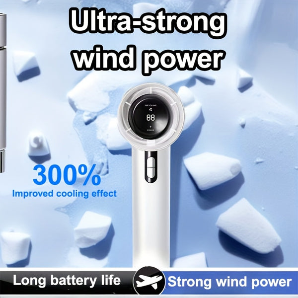1 Rechargeable Handheld Fan - Portable Handheld Fan - High-Speed Adjustable USB Charging Fan, 100 Speed Regulation, Compact Face Cooling Fan for Indoor/Outdoor Use, Comes with a Hanging Rope, Handheld Cooling Fan | Stylish Handheld Fan