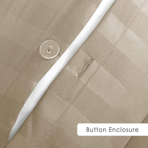Premium Hotel Quality Satin Stripe Duvet Cover Set Double with Pillowcases | Reversible Soft Quilt Bedding | Easy Care Breathable Luxury Quilt Cover