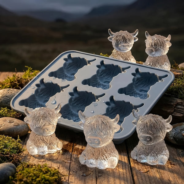 1/2pcs Mini Highland Cow Ice Cube Mold – Cute 3D Ice Cubes, Suitable for Drinks, Parties, and Gifts - Mini Highland Cow Ice Cube Mold