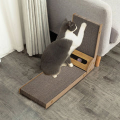 L-Shaped Cat Scratching Tower, 60cm Tall Scratching Pad, Multi-Functional Scratch Post with Lounging Platform, Multi-Angle Vertical/Horizontal Scratching Surface for Adult Cats, 40*25*60cm