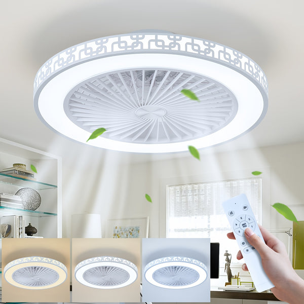 Ceiling Fans with Lights And Remote, 48Cm LED Fan Ceiling Light, 3000K-6000K Dimmable Smart Ceiling Fan Light, 6 Wind Speeds & Reversible, Modern Fan Light Ceiling for Bedroom Kitchen Living Room