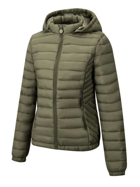 Women's Autumn/Winter Simple Lightweight Hooded Commuter Padded Coat with Pockets