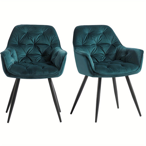 Dining Chairs with Velvet Thick Padded Upholstered Kitchen Tub Chair Armchair with Backrest Metal Legs Living Room Reception Leisure Chairs for Bedroom Lounge Office