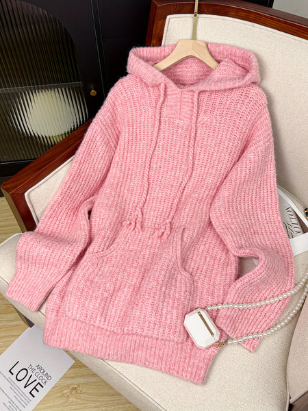 Pink Hooded Drawstring Sweater, Sweet and Casual. Suitable for Spring/autumn/winter Seasons, Niannian