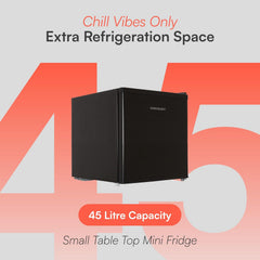 Cookology MFR45BK Small Table Top Mini Fridge in Black - 46 Litre Capacity - for Counter Tops - Reversible Door - Adjustable Temperature Control & Legs - with Chiller Box