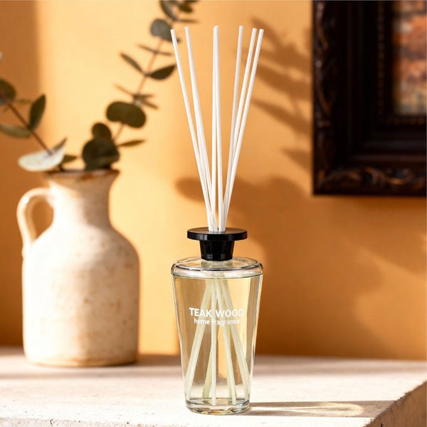 REEF 1000ml Reed Oil Diffuser Set, Sandalwood, Teak Wood, Tobacco & Oud, Luxury Beautiful Home Fragrance for Bedroom Living Room Home Decor Office Essential Oil Reed Diffuser for Stress Relief