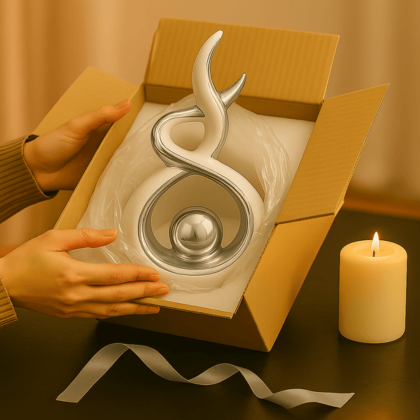 White & Silver Abstract Statue 27.5cm – Modern Ceramic Sculpture for Home, Shelf & Table Décor | Elegant White and Silver Ornament Gift for Living Room, Bedroom & Housewarmings