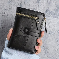 Womens Black Soft Leather Zip Clutch Coin Purse Wallet Ladies Credit Card Holder