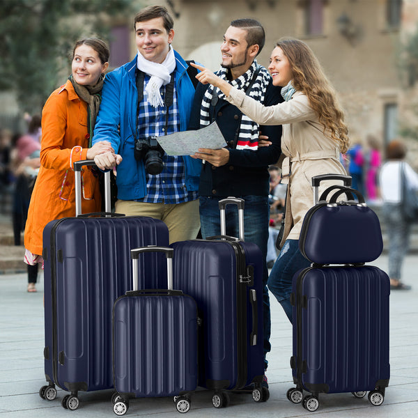 Lightweight Hardshell Spinner Luggage Set with Five Pieces in Various Sizes (12, 16, 20, 24, And 28 Inches) - Features a Carry-On, Made from Durable ABS, Budget-Friendly for Family Trips, Suitable for Both Men And Women