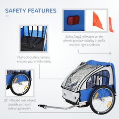 2-Seat Child Bike Trailer Bicycle Wagon for Kid W/ Seat Belt Hitch Coupler