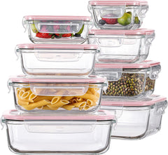 HOMBERKING 24Pc Glass Food Storage Containers with Lids, Glass Meal Prep Containers with Leak Proof Snap Lock Lids, Airtight Bento Lunch Boxes, Kitchen Storage (12 Lids & 12 Containers) - Black