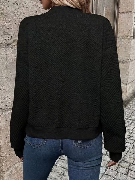 Solid Color Casual Zip-Up Cardigan Jacket