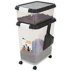 Taylor & Brown 3-Piece 50L Airtight Pet Food Storage Container Combo with Scoop and Treat Box for Dog Cat and Bird Food, Keep Pests Out, Translucent Body, Easy Mobility