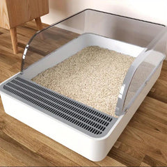 51cm Extra Large Open Cat Litter Tray High Sided Deep Jumbo Rim Pan Box Loo Toilet Large Cat Litter Tray Box, Cat Litter Box Cat Toilet Tray Anti-Splash Non Slip High Sided Deep Toilet Loo Adult Cats Kitten Pan Pet Loo Easy Cleaning | Pet Toilet, White