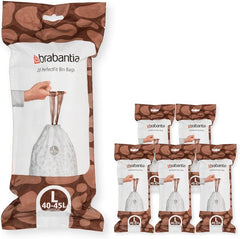 Brabantia Perfectfit Bin Liners (Size G/23-30 Litre) Thick Plastic Trash Bags with Tie Tape Drawstring Handles (40 Bags)
