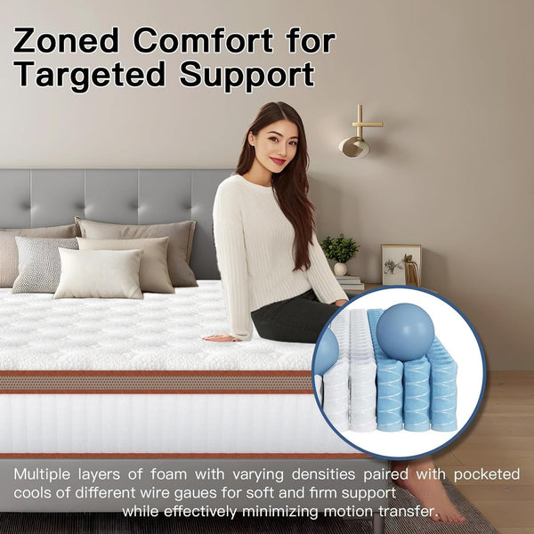 Double Mattress 135x190x28cm with 2000+ Pocket Springs & Memory Foam Hybrid, 7-Zone Orthopedic Support, 2cm Cooling Gel Layer, Reinforced Guard (H3) – Perfect for Christmas, Halloween, Valentine's Day Gifts – 200-Night Trial – Christmas Gift Pocket Spring