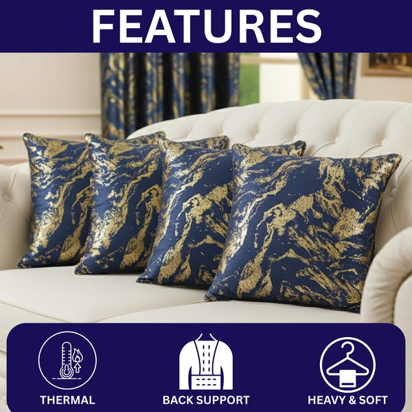 Set of 4 Marble Style Cushions Filled, Soft Decorative Pillows for Sofa, Couch, Bed & Living Room, Modern Gold Marble Pattern Accent for Home Décor