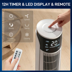 Ice Cooling Tower Fan, Water Conditioner Evaporative Air Cooler Unit with 4 Modes, 3 Speed, Remote Control, Timer, Oscillating for Home Bedroom, Black