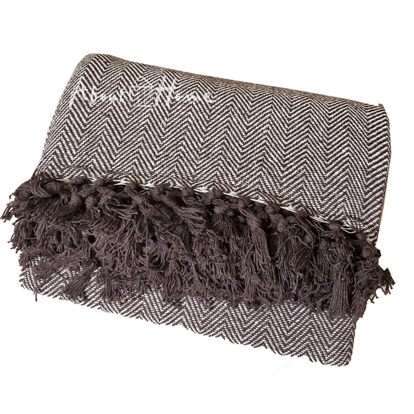 Cotton Herringbone Sofa Throw Blanket 260x260cm (perfect for KING sized bed) – Soft, Cozy & Warm Bed or Sofa Blanket, 13 Colours, Machine Washable, Hypoallergenic, Perfect Gift for Home or Travel