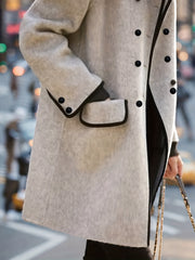 A Stylish And Casual Mid-Length Coat for Women, Featuring a Double-Breasted Design That Is Warm And Suitable for The Workplace