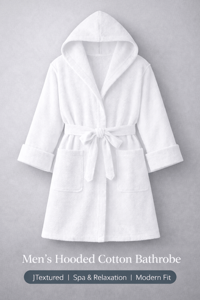 Men'S Hooded Cotton Bathrobe – Ultra Soft Terry Cloth Spa Robe with Adjustable Belt & Deep Pockets – Knee Length Luxury Home & Hotel Dressing Gown