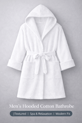 Men'S Hooded Cotton Bathrobe – Ultra Soft Terry Cloth Spa Robe with Adjustable Belt & Deep Pockets – Knee Length Luxury Home & Hotel Dressing Gown