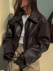 Fashionable Casual Vintage Motorcycle Women's PU Jacket