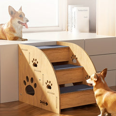 Sturdy Wooden Pet Stairs with Soft Steps - Non-Slip Dog ladder, Portable pet staircase with, for Small, Medium, Large Dogs - Ideal for Beds, Couches, Crate - Easy to Clean & Space-Saving Design for Home or Travel
