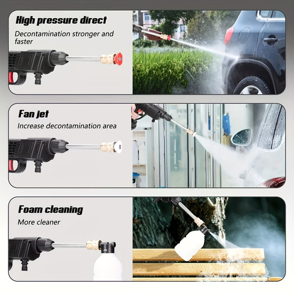Wireless Portable Pressure Cleaner Featuring 2 Batteries, 3000PSI Cordless Power Cleaner, Rechargeable Battery Jet Wash for Vehicles, Gardens, Homes, Patios, And Driveways, Includes 5.03-Meter Hose