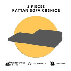 3pcs Rattan Outdoor Furniture Seat Cushion Pads, Outdoor Replacement Cushions for Rattan Set, Water-Resistant Outdoor Chair Cushions Garden Seat Cushion Pads