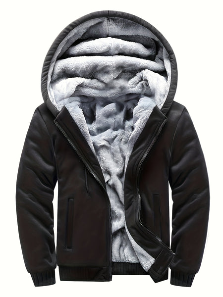 Men'S Cozy Fleece Hoodie, Stylish Color-Blocked Jacket for Autumn And Winter