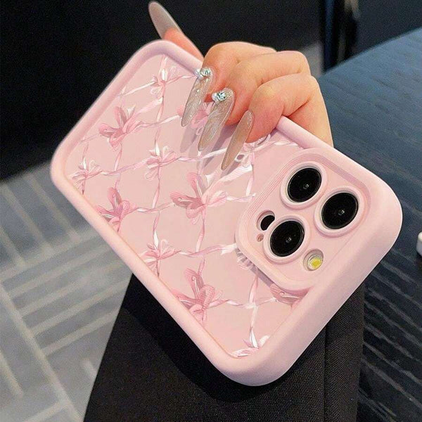 Adorable Phone Case with Bow Design, Compatible with Iphone 11 Through 16 Pro Max.