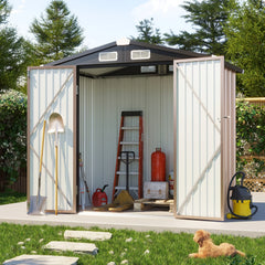 6x4 FT Metal Storage Shed - Heavy Duty Outdoor Utility Shed With Lockable Door, Weather-Resistant for Garden, Backyard, Patio - Easy Assembly & Modern Design 179cm W X 115cm D X 195cm H