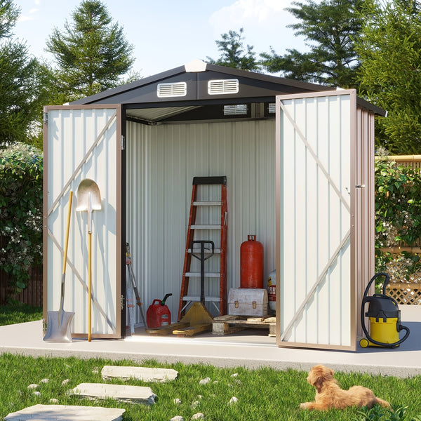 6x4 FT Metal Storage Shed - Heavy Duty Outdoor Utility Shed With Lockable Door, Weather-Resistant for Garden, Backyard, Patio - Easy Assembly & Modern Design 179cm W X 115cm D X 195cm H