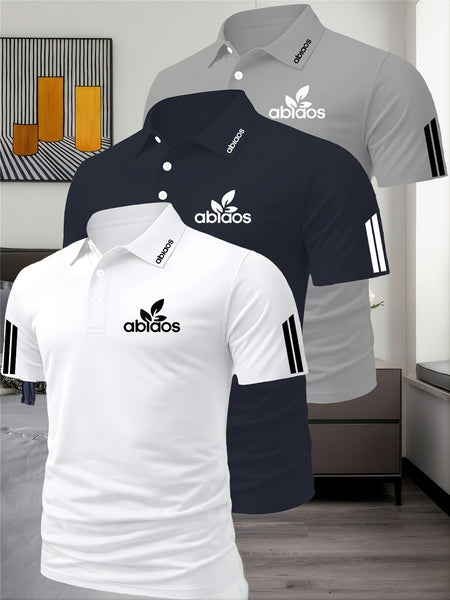 Three-Piece Summer Men'S Polo Shirt, Top, Running, Sports, Gym Breathable, Quick-Dry, Business, Casual, Vacation Polo Shirt, Fashionable Short-Sleeve Golf Shirt