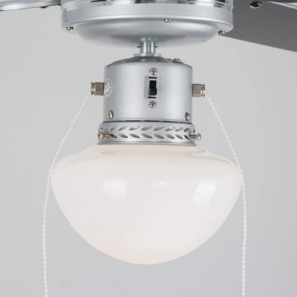 Mirage Silver Grey & Black 42 Inch Reversible Ceiling Fan With Opal Glass Light