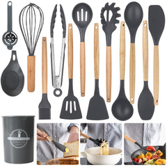 14pcs Silicone Kitchen Utensil Set - Easy Cooking And Baking Tools, Perfect for Holidays (Christmas, Valentine'S Day, St. Patrick'S Day, Graduation, Ramadan), Includes Kitchen Essentials | Modern Utensils Kitchen Additions for Every Home Chef