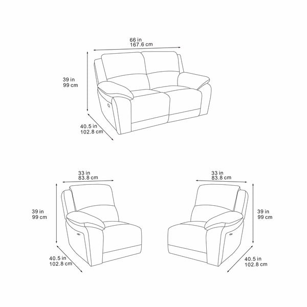 Belagio Grey Fabric Power Recliner 2 Seater Sofa
